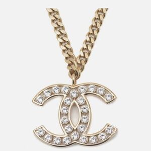 CHANEL GOLD PLATED NECKLACE WITH RHINESTONES